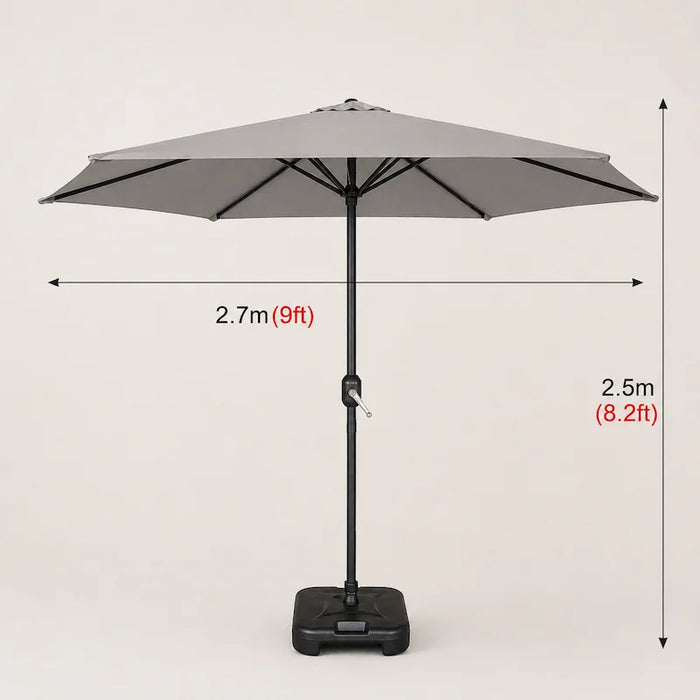 Ocean 2.7m Umbrella With Base Grey