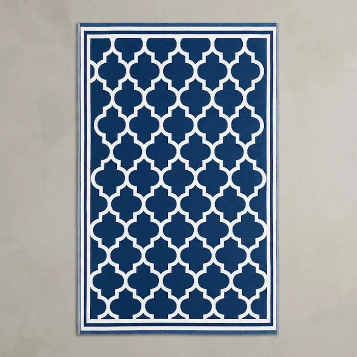 Outdoor Rug Blue Trellis 150x210cm-Creative Living