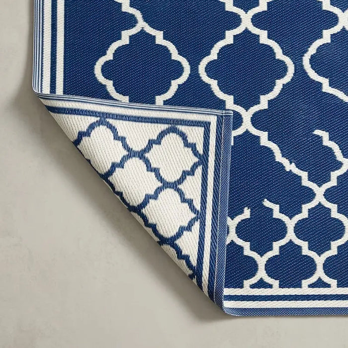 Outdoor Rug Blue Trellis 150x210cm-Creative Living