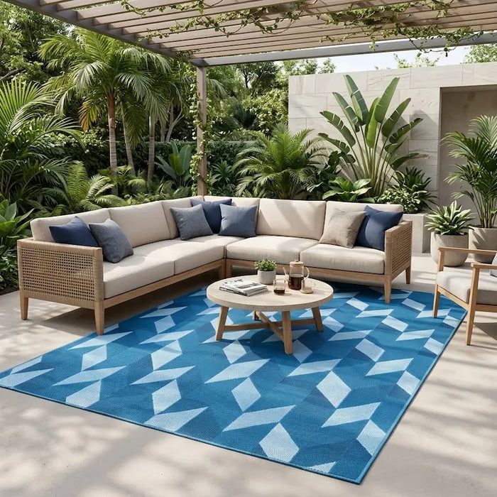 Outdoor Rug Blue Diamond 244x305cm-Creative Living
