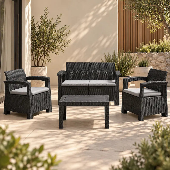 Brooklyn 4-Piece Conversation Set Charcoal-Creative Living