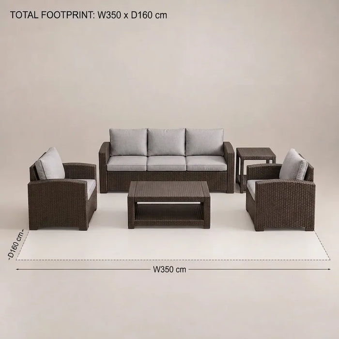 Captiva 5-seater Sofa Set Brown-Creative Living