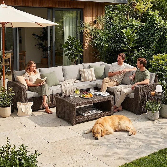 Captiva Corner Sofa Set Brown-Creative Living