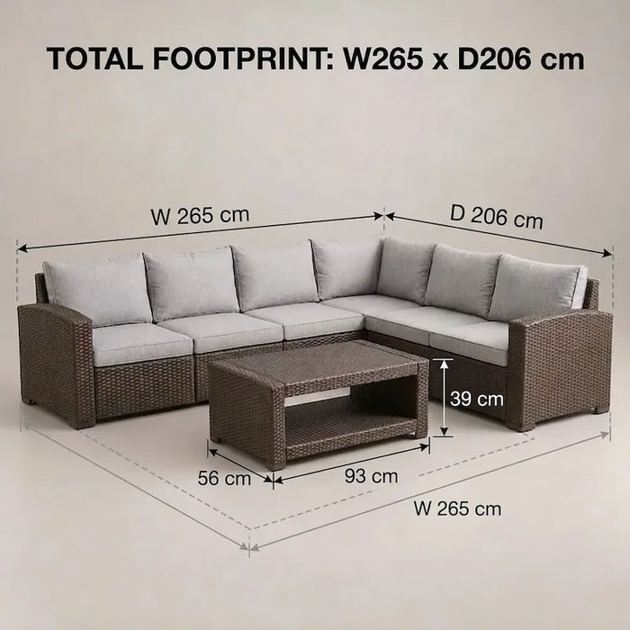 Captiva Corner Sofa Set Brown-Creative Living