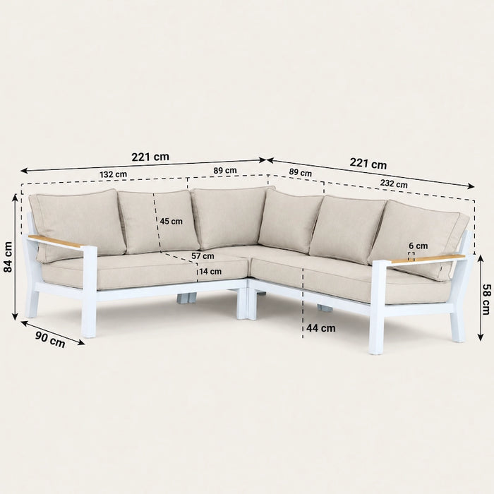 Bilbao 4-Piece Corner Lounge Set White-Creative Living