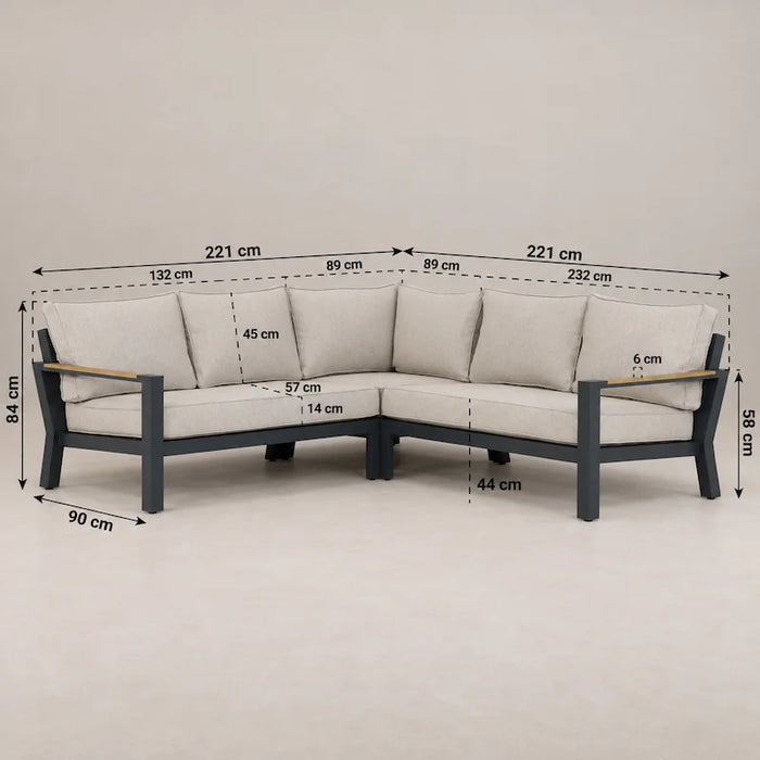 Bilbao 4-Piece Corner Lounge Set Charcoal-Creative Living