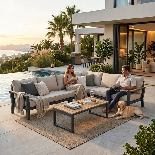 Bilbao 5-piece corner lounge set Charcoal-Creative Living