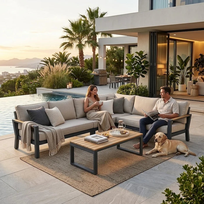 Bilbao 5-piece corner lounge set Charcoal-Creative Living
