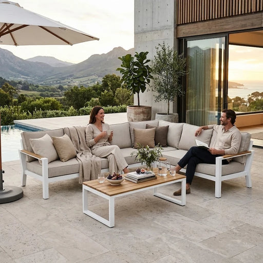Bilbao 5-piece corner lounge set White-Creative Living