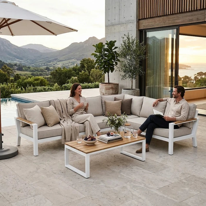 Bilbao 5-piece corner lounge set White-Creative Living