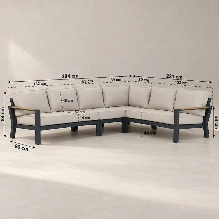 Bilbao 5-piece corner lounge set Charcoal-Creative Living