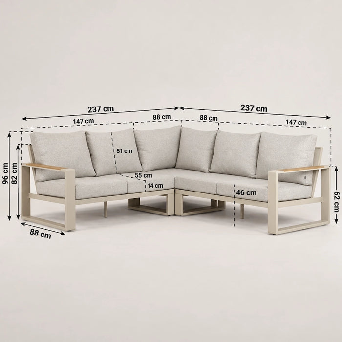 Lezo 4-Piece Corner Lounge Set Sand-Creative Living