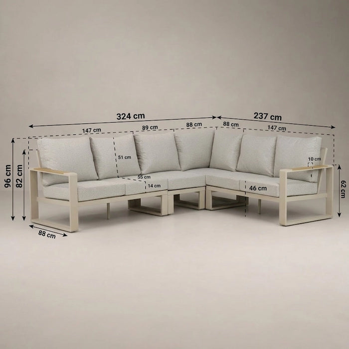 Lezo 5-Piece Corner Lounge Set Sand-Creative Living