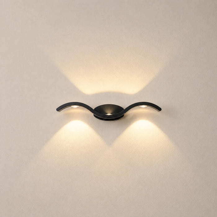 Black Modern Wave Curve LED Wall Lamp-Creative Living
