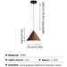 Measurement chart of a pendant light with dimensions and material details.