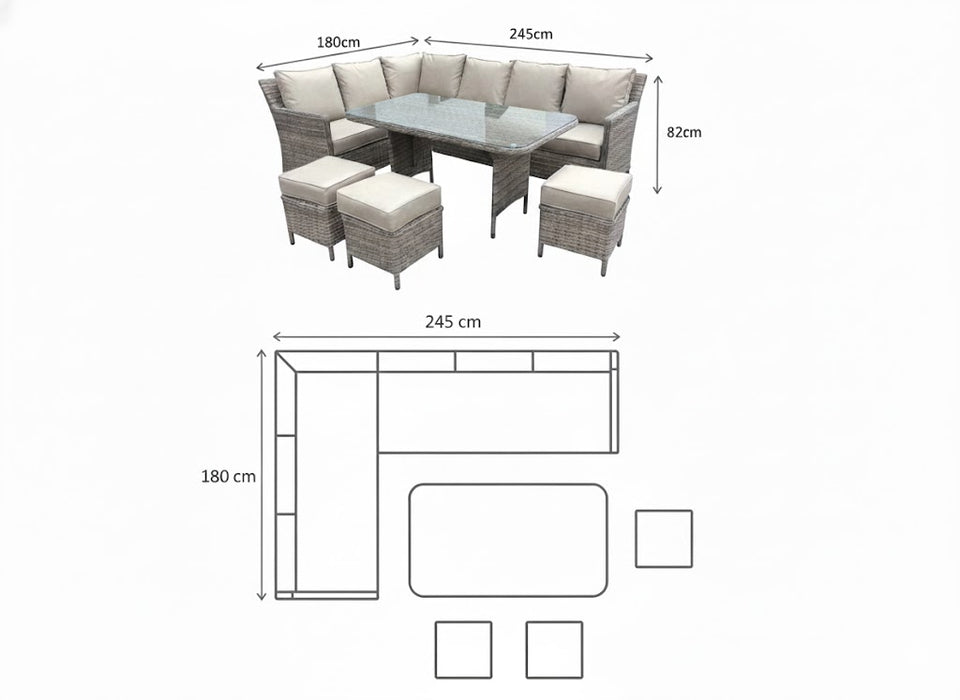 Edwina Corner Dining Multi Grey Wicker