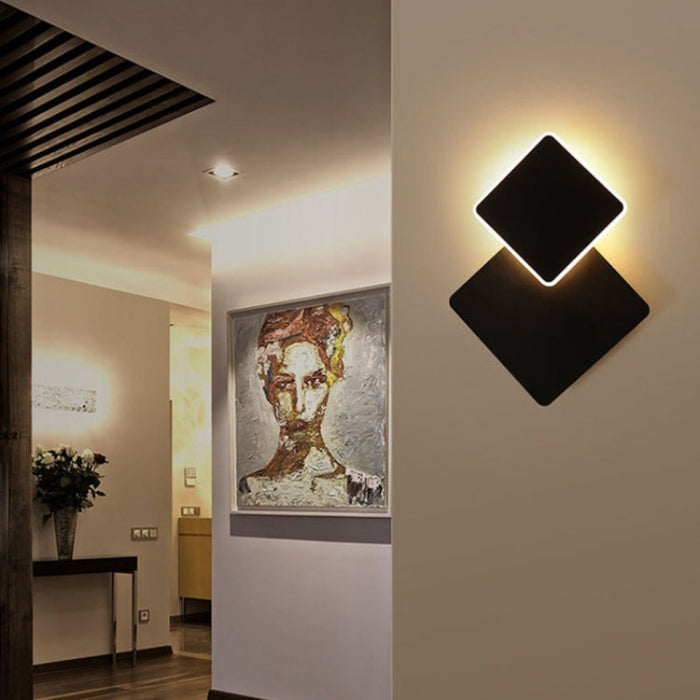 Black Double Square Rotating Wall Lamp - Creative Living