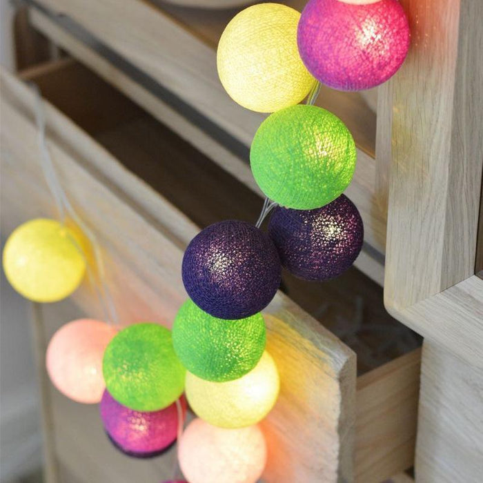String Lights 10 Cotton Balls - Rainbow - Creative Living