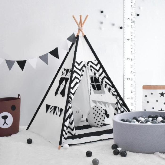 Teepee Tent Black & White Stripe - Creative Living