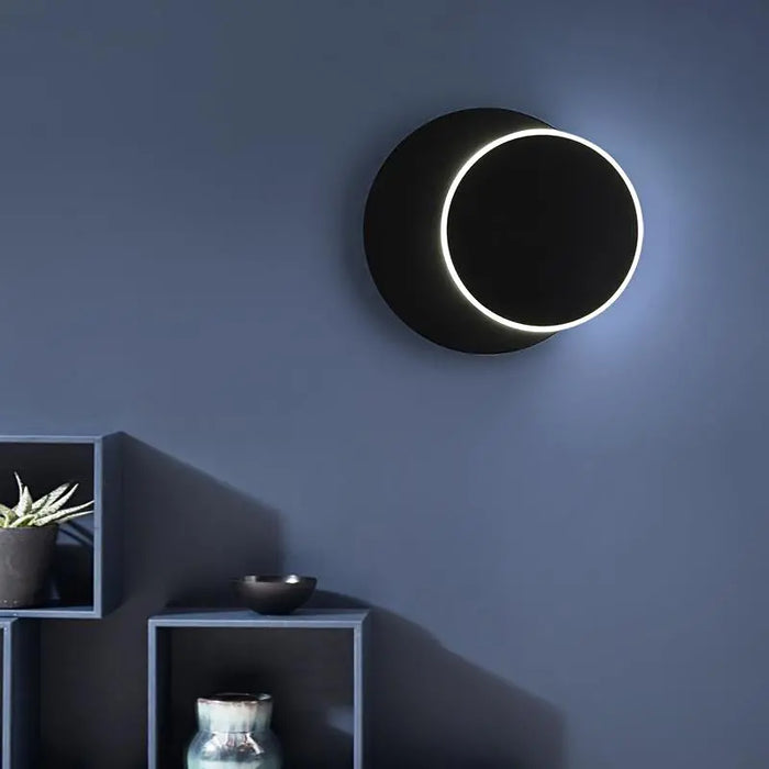 Black LED Double Round Rotating Wall Lamp - Creative Living