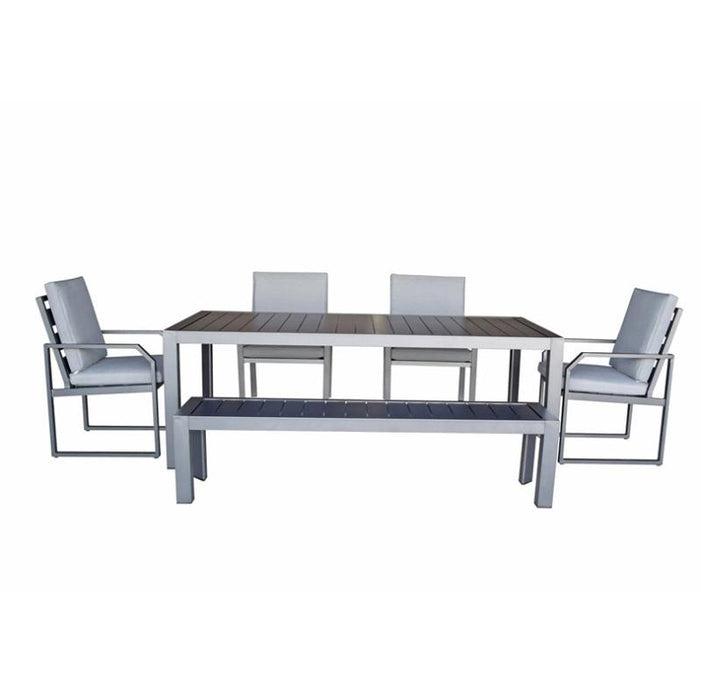 Creative Living Outdoor Patio Bench Dining Set With Chairs and Bench