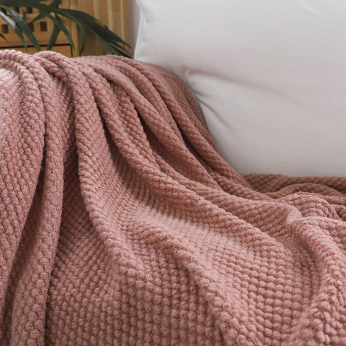 Knitted Throw Blanket with Tassels - Dusty Pink - Creative Living