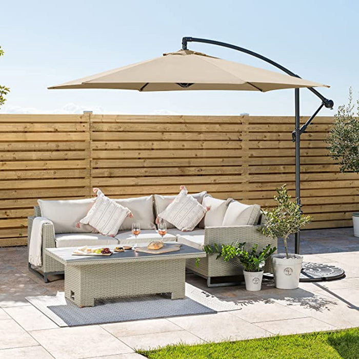 Cantilever Aluminium Umbrella Outdoor UV Protected Garden Pool Khaki