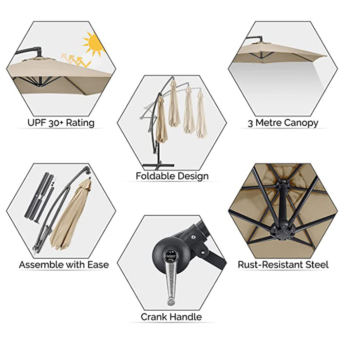 Christow Parasol 3 meter Without Base - Khaki