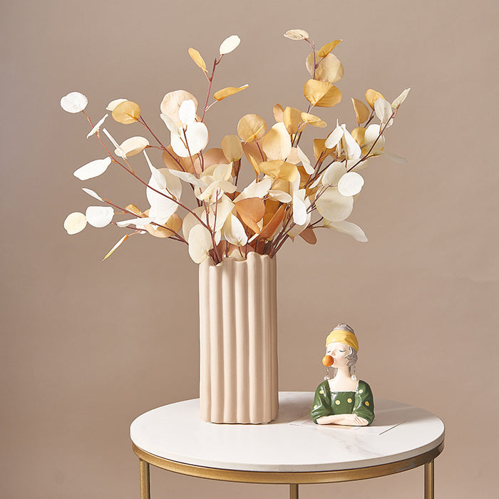 Ceramic Fluted Rectangular Vase - Big Light Stone - Creative Living