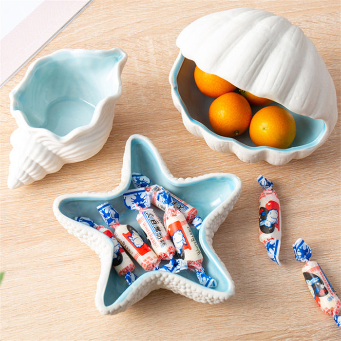 Cage Shell Storage Tray | Ceramic Ocean Style Home Storage Container ...