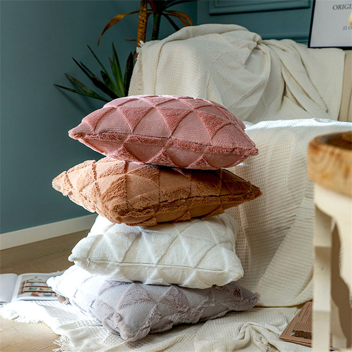 Fluffy Scatter Cushion - White Triangle - Creative Living