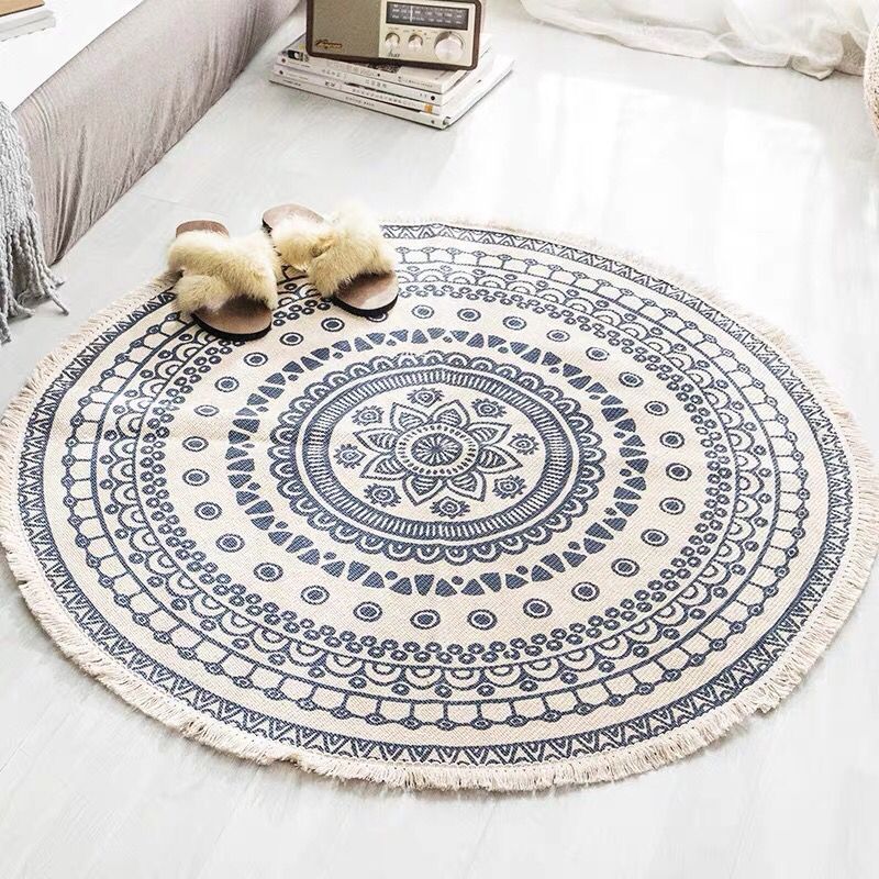 Bohemian Tassel Round Rug - Flower | Creative Living
