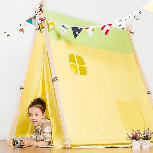 Square Teepee Tent Playhouse Yellow - Creative Living