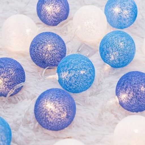 String Lights 10 Cotton Balls - Blue - Creative Living