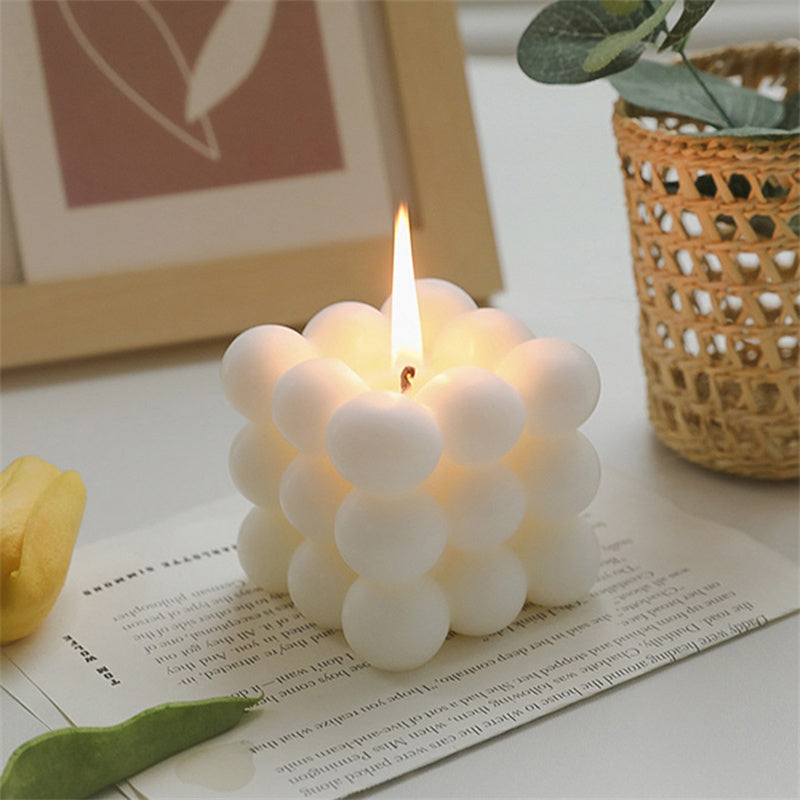 White Bubble Cube Scented Candle | Creative Living